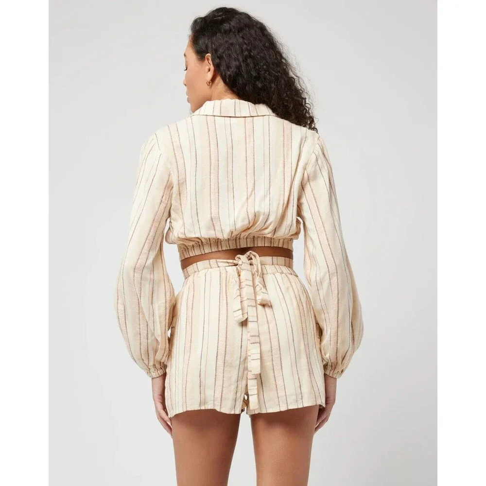 L*Space SOLDOUT Revolve Play it Cool Crop Button Up Stripe Top (S) - Picture 3 of 7